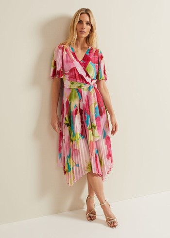 Phase Eight Kendall Floral Pleat Dress Multicolor USA | 9305684-PV